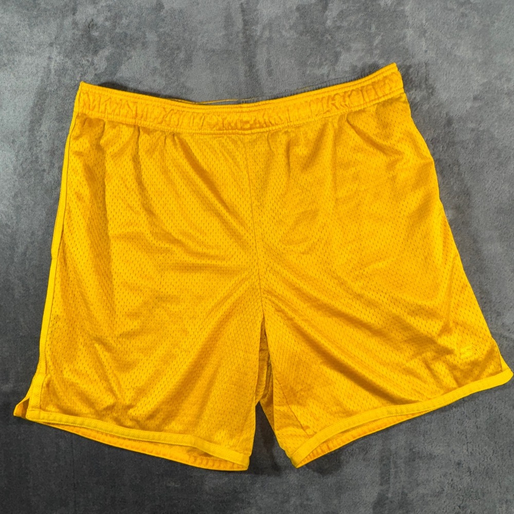 Starter Mens Mesh Athletic Basketball Shorts Yellow Olympic Gold Size Large L